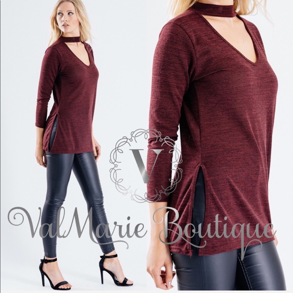 Burgundy choker top - Picture 2 of 3